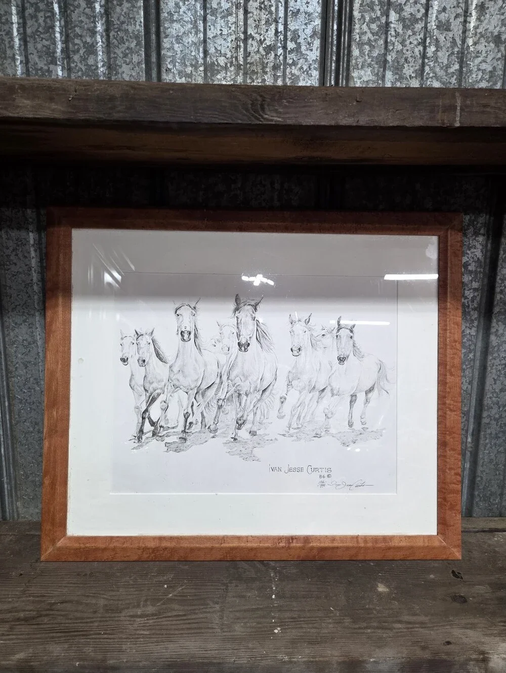 Van Jesse Curtis Signed & Numbered Wild Horses Sketch Art Print 126/990